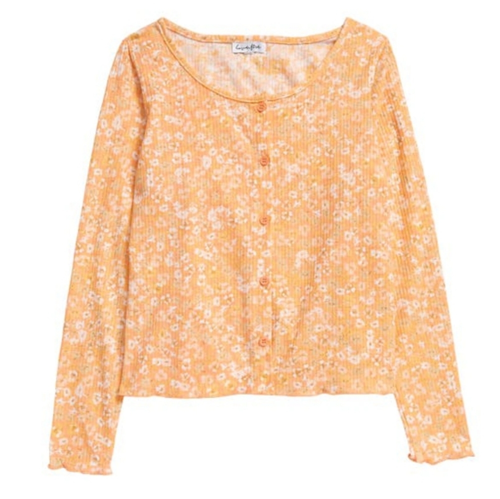 Love fire orange floral top/Girls/ Youth